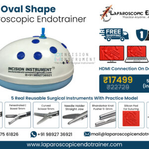 Laparoscopic Virtual Video Endo Trainer Kit Egg Abdomen Oval Shape with 1080P HD Camera, 5 Reusable Stainless Steel Laparoscopic Instruments, Suturing Pad, Thread Passing Module, CE Certified Surgical Training Simulator India