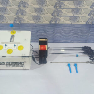 laparoscopic acrylic foldable portable mobile endotrainer with mobile connection kit zoom knob 1080p hd detachable 360 rotation camera and 5 real surgical instruments manufacturer supplier mumbai maharashtra india