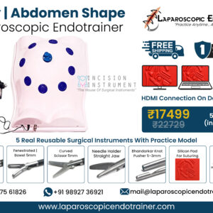 Laparoscopic Virtual Video Endo Trainer Full Body Shape Abdomen Shape with Fixed 1080P HD Camera, 360° Rotation, Zoom-In Zoom-Out Function, 5 Reusable Stainless Steel Laparoscopic Instruments, CE Certified Surgical Training Simulator