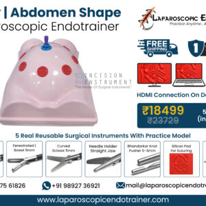 Laparoscopic Virtual Video Endo Trainer Full Body Shape Abdomen Shape with 1080P HD Camera, 360° Rotation, Zoom-In Zoom-Out Function, 5 Reusable Stainless Steel Laparoscopic Instruments, CE Certified Surgical Training Simulator