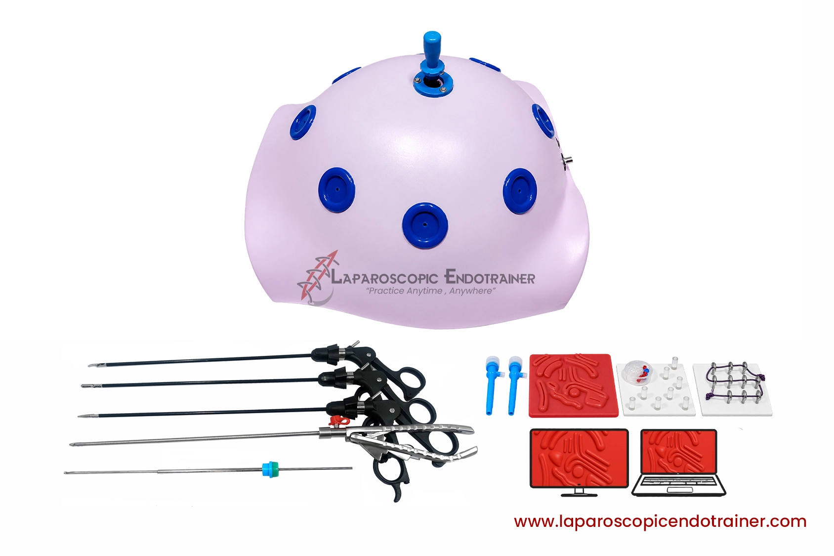 30-laparoscopic-pink-abdomen-shape-360-degree-fix-hd-camera-5-reusable-instruments-tv-laptop-connection