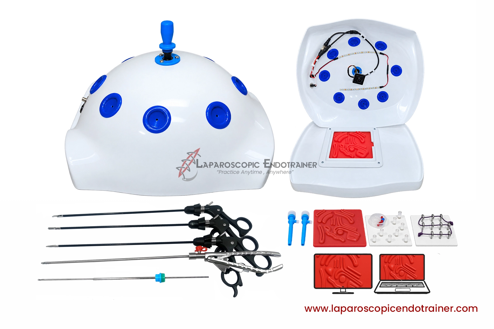 26-laparoscopic-white-abdomen-shape-360-degree-fix-hd-camera-5-reusable-instruments-tv-laptop-connection