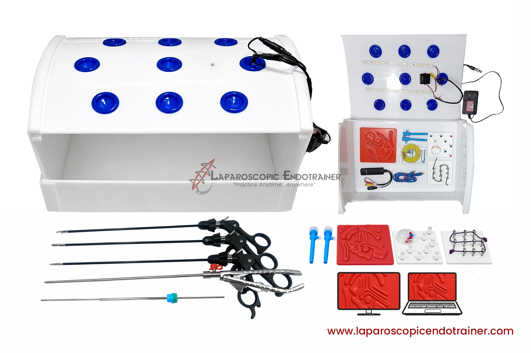 22-laparoscopic-box-rectangle-shape-360-degree-fix-hd-camera-5-reusable-instruments-tv-laptop-connection