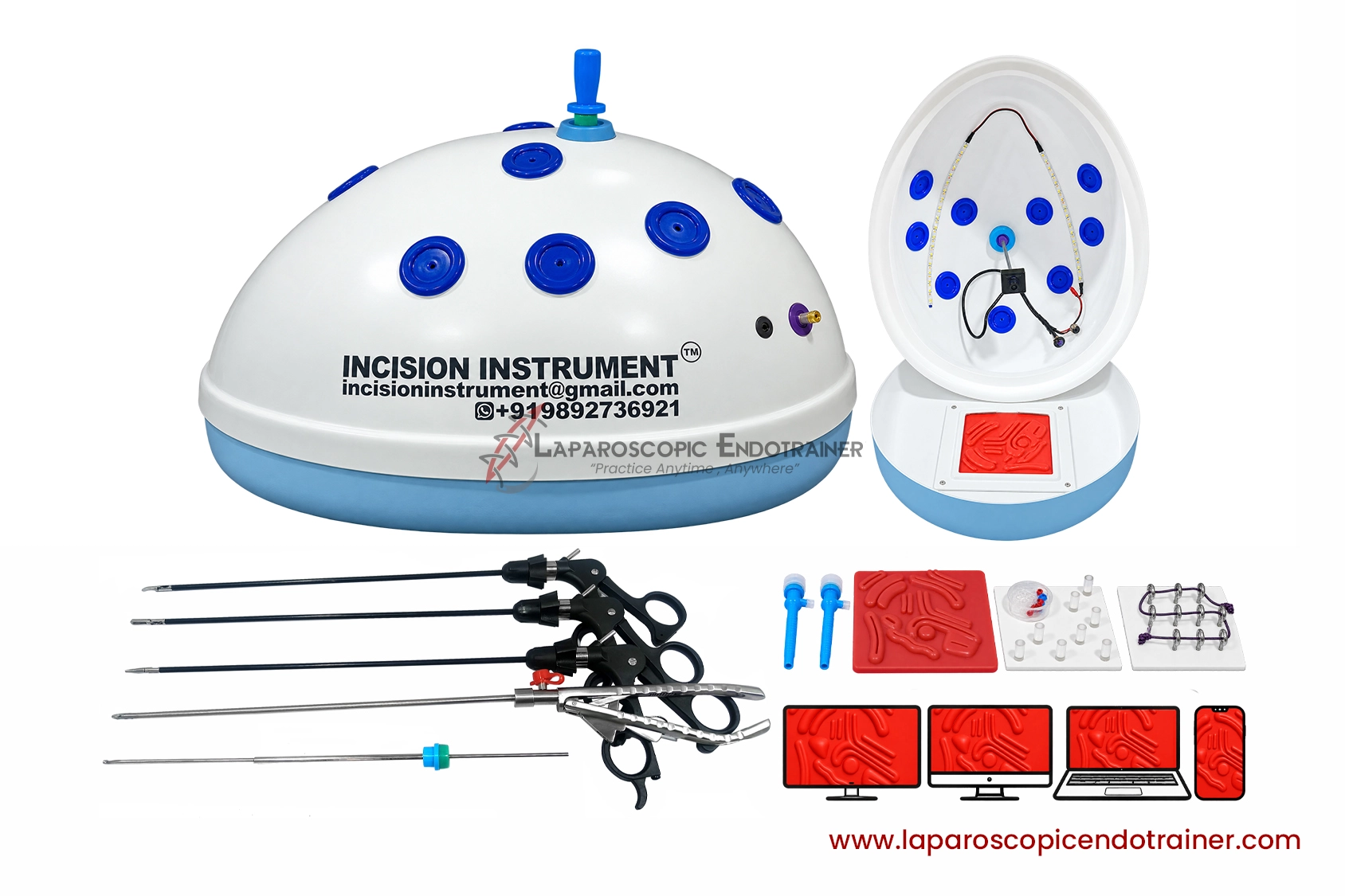 16-laparoscopic-oval-egg-anda-shape-360-degree-detachable-camera-zoom-in-zoom-out-function-5-reusable-instruments-tv-laptop-mobile-hdmi-connection